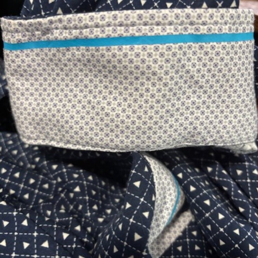 Buttercloth Navy White Diamond Check Long Sleeve Button Shirt 3XL Flip Cuff Prep - Picture 5 of 9
